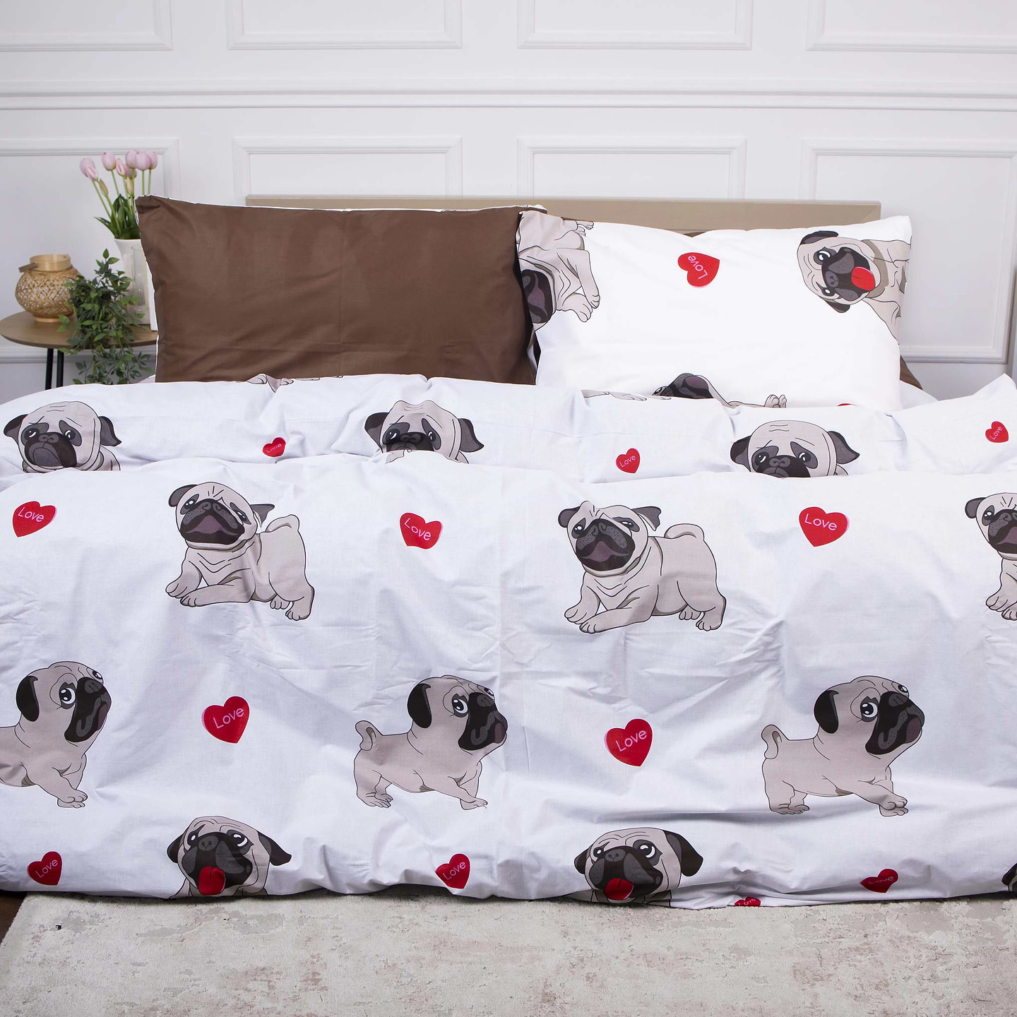 Комплект постільної білизни MirSon Бязь Ranforce Elite 17-0566 Pug-dog 200х220 (2200004678030)